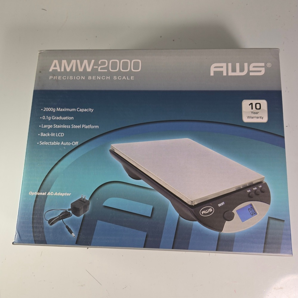 AWS AMW 2000 Precision Bench Scale 2000g 0.1g‎ Graduation LCD Stainless Steel